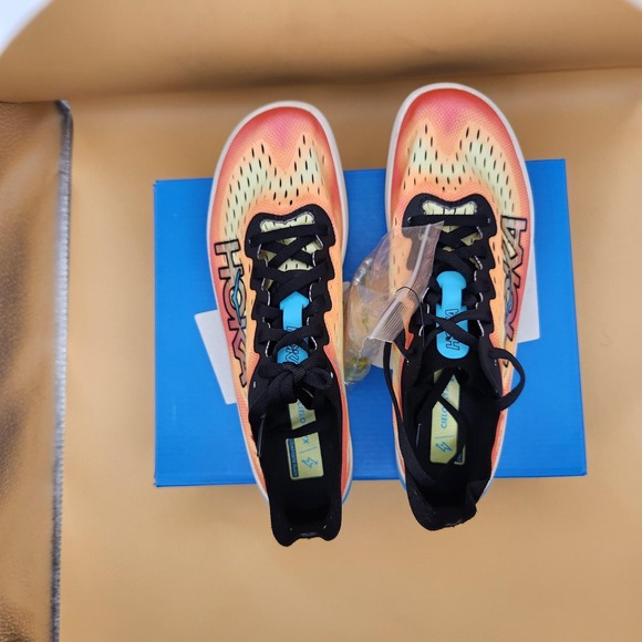 HOKA One One Cielo FlyX Shoes Size 7 W Yellow Orange‎ Track Spikes 1151990 - Picture 4 of 9